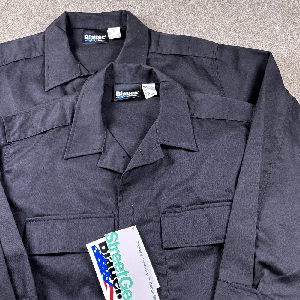 Blauer Streetgear 8708 Black Medium Long Sleeve Work Shirts Uniform Lot Of 2
